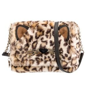 Kate Spade Kitty Rare Cat face Faux Fur Animal Print Handbag Muff Purse Handbag